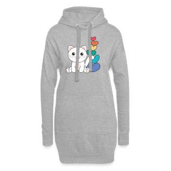 Regenbogen Herzen Pride LGBTQ süße tiere Katze - Hoodie-Kleid - Grau meliert - Vorne