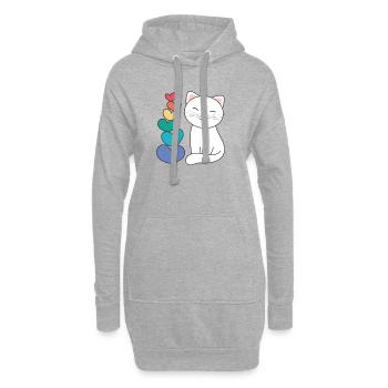 Regenbogen Herzen Pride LGBTQ süße tiere Katze - Hoodie-Kleid - Grau meliert - Vorne