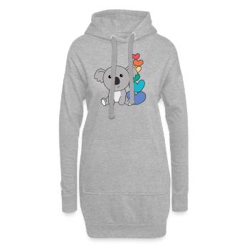 Regenbogen Herzen Pride LGBTQ süße tiere Koala - Hoodie-Kleid - Grau meliert - Vorne
