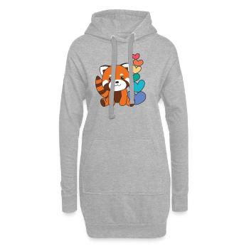 Regenbogen Herzen Pride LGBTQ süßer Roter Panda - Hoodie-Kleid - Grau meliert - Vorne