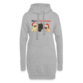 Carlin Noël Animaux mignons Chiens Joyeux Noël - Sweat-shirt à capuche long Femme - gris chiné - Devant
