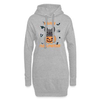 Français Bulldog Citrouille Chiens Mignons Joyeux Halloween - Sweat-shirt à capuche long Femme - gris chiné - Devant