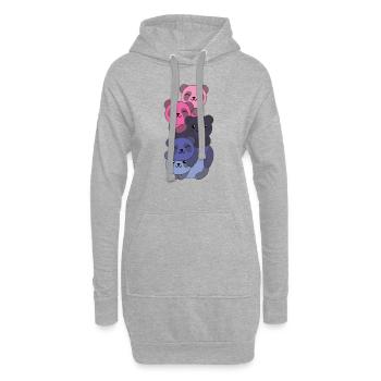Omnisexuell Flag Pride LGBTQ süßer Panda Haufen - Hoodie-Kleid - Grau meliert - Vorne