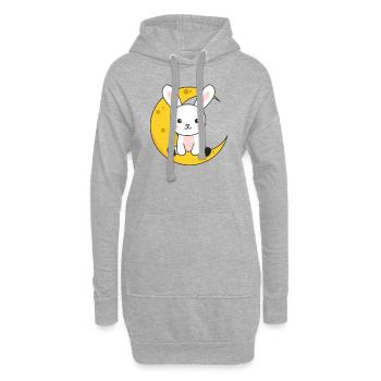 Lapin de lune animaux mignons pour les enfants pour la nuit - Sweat-shirt à capuche long Femme - gris chiné - Devant