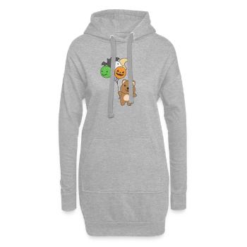 Quokka Halloween Ballons Enfants Animaux Mignons - Sweat-shirt à capuche long Femme - gris chiné - Devant