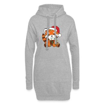 Rote Panda Weihnachten Winter Tiere Rote Pandas - Hoodie-Kleid - Grau meliert - Vorne