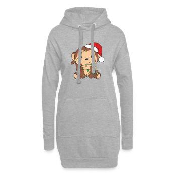 Singe Noël Animaux d’hiver Singes - Sweat-shirt à capuche long Femme - gris chiné - Devant