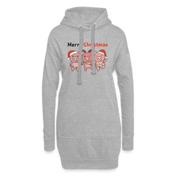 Cochon Noël cochons doux Joyeux Noël - Sweat-shirt à capuche long Femme - gris chiné - Devant