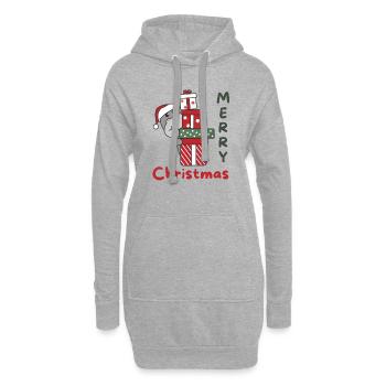 Hippo Weihnachten Geschenk Winter Tiere Hippos - Hoodie-Kleid - Grau meliert - Vorne
