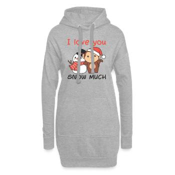 Singe je t’aime neige beaucoup schneemann wortspiel - Sweat-shirt à capuche long Femme - gris chiné - Devant