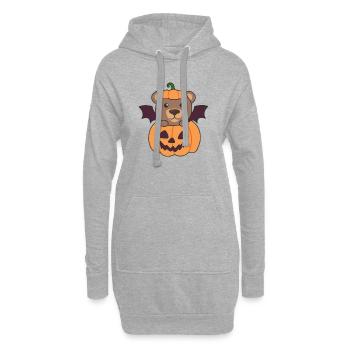 Costume de chauve-souris citrouille d’Halloween - Sweat-shirt à capuche long Femme - gris chiné - Devant