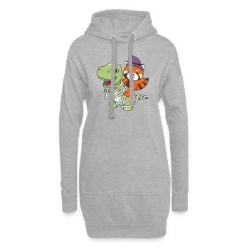 Rote Panda Happy Halloween T-Rex Mumie Kostüm - Hoodie-Kleid - Grau meliert - Vorne
