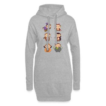 Affe Halloween Hexe Teufel Kürbis Vampier Kostüm - Hoodie-Kleid - Grau meliert - Vorne