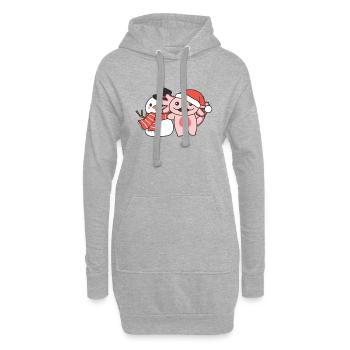 Axolotl mit Schneemann im Winter zu Weihnachten - Hoodie-Kleid - Grau meliert - Vorne