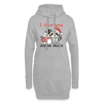 Waschbär I love you snow much schneemann wortspiel - Hoodie-Kleid - Grau meliert - Vorne