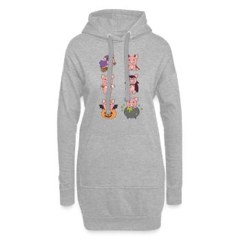 Cochon Halloween Diable Citrouille Vampire Costume - Sweat-shirt à capuche long Femme - gris chiné - Devant