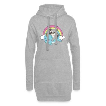 Narval Raton laveur Ocean Unicorn kawaii Arc-en-ciel - Sweat-shirt à capuche long Femme - gris chiné - Devant