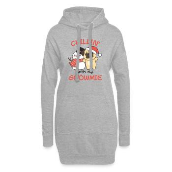 Carlin Chillin avec mon bonhomme de neige - Sweat-shirt à capuche long Femme - gris chiné - Devant
