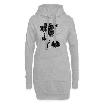 Forêt, Oiseaux arboricoles, Nature, Graphisme pour hommes, Arbres - Sweat-shirt à capuche long Femme - gris chiné - Devant