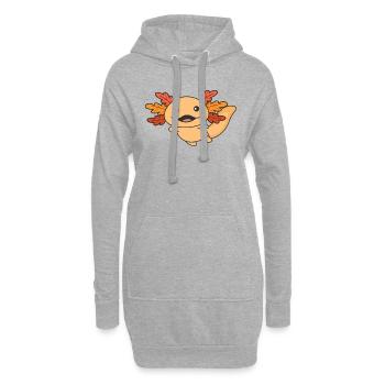 Herbst Axolotl mit Herbstblättern süßes Herbst - Hoodie-Kleid - Grau meliert - Vorne