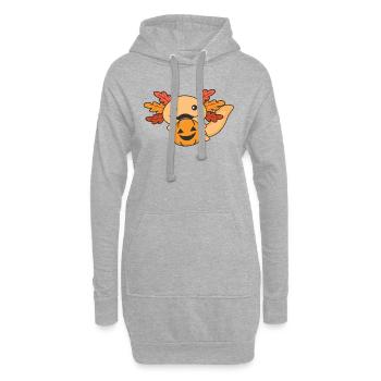 Herbst Axolotl mit Herbstblättern Kürbis Herbst - Hoodie-Kleid - Grau meliert - Vorne