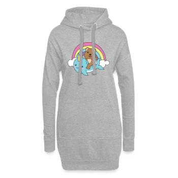 Narval Quokka Ocean Unicorn kawaii Arc-en-ciel - Sweat-shirt à capuche long Femme - gris chiné - Devant
