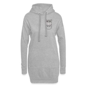 Hippopotame dans la poche hippopotames mignons dans la poche poitrine - Sweat-shirt à capuche long Femme - gris chiné - Devant