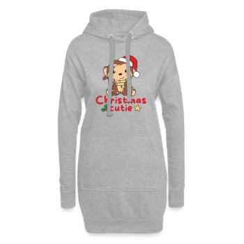 Singe de Noël Singes Mignon de Noël - Sweat-shirt à capuche long Femme - gris chiné - Devant