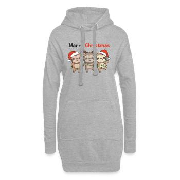 Paresseux Noël Paresseux Joyeux Noël - Sweat-shirt à capuche long Femme - gris chiné - Devant