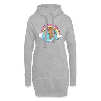 Narval Cerf Ocean Unicorn kawaii Arc-en-ciel - Sweat-shirt à capuche long Femme - gris chiné - Devant
