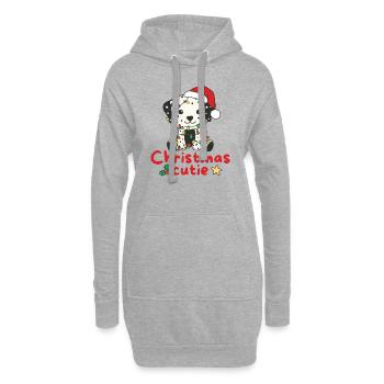 Chiens de Noël dalmates Mignon de Noël - Sweat-shirt à capuche long Femme - gris chiné - Devant