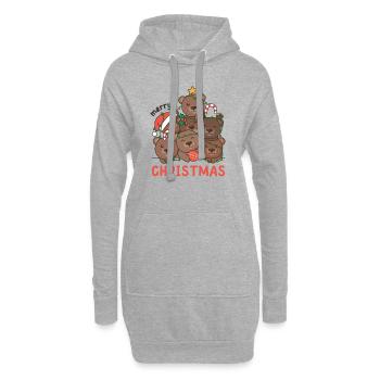 Ours Arbre de Noël Joyeux Noël - Sweat-shirt à capuche long Femme - gris chiné - Devant