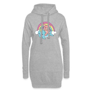 Narval Cochon Ocean Unicorn kawaii Arc-en-ciel - Sweat-shirt à capuche long Femme - gris chiné - Devant