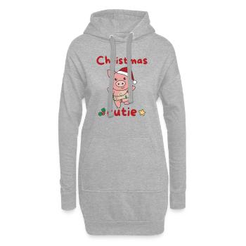 Cochon de Noël Cochons Mignon de Noël - Sweat-shirt à capuche long Femme - gris chiné - Devant