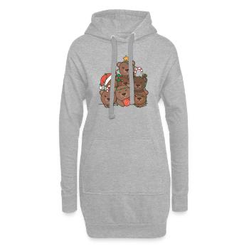Ours Arbre de Noël Drôle Animal Noël - Sweat-shirt à capuche long Femme - gris chiné - Devant