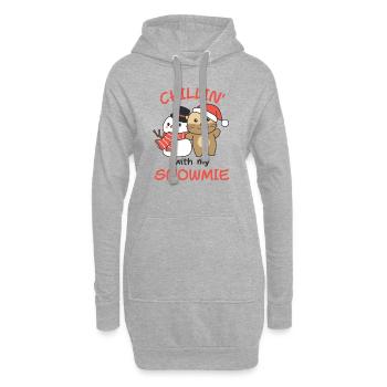 Otter Chillin avec mon schneemann snowmie - Sweat-shirt à capuche long Femme - gris chiné - Devant