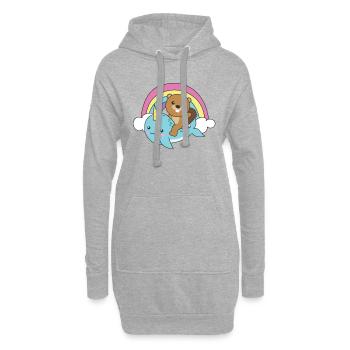 Narval Castor Ocean Unicorn kawaii Arc-en-ciel - Sweat-shirt à capuche long Femme - gris chiné - Devant