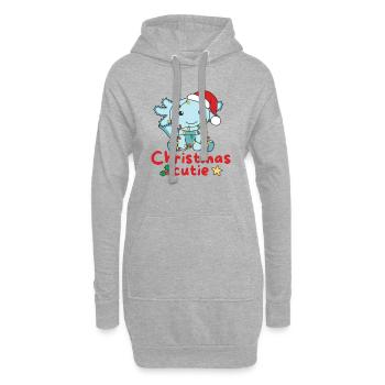 Axolotl Weihnachten Axolotls Christmas Cutie - Hoodie-Kleid - Grau meliert - Vorne