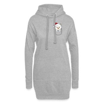 Fröhliche Weinachten süßes Lama in Brusttasche - Hoodie-Kleid - Grau meliert - Vorne