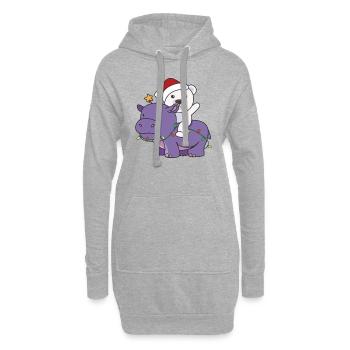 Weihnachts Hippo Eisbär frohe Weihnachten Hippo - Hoodie-Kleid - Grau meliert - Vorne