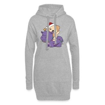 Noël Hippopotame Labrador Joyeux chiens de Noël - Sweat-shirt à capuche long Femme - gris chiné - Devant