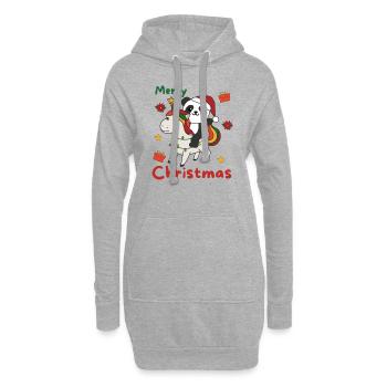 Weihnachts Einhorn Panda frohe Weihnachten Einhorn - Hoodie-Kleid - Grau meliert - Vorne