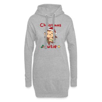 Singe de Noël Singes Mignon de Noël - Sweat-shirt à capuche long Femme - gris chiné - Devant