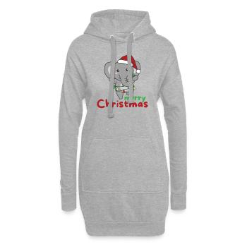 Éléphant Joyeux Noël Éléphants d’hiver - Sweat-shirt à capuche long Femme - gris chiné - Devant