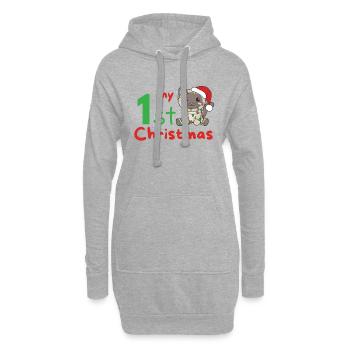 Chat de Noël Chats mon 1er Noël - Sweat-shirt à capuche long Femme - gris chiné - Devant