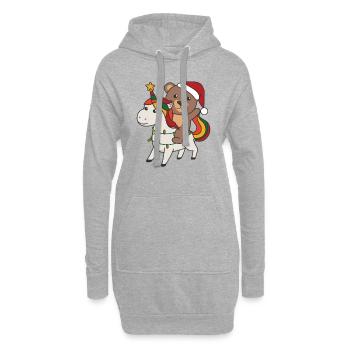 Licorne de Noël Ours Joyeux Noël Licorne - Sweat-shirt à capuche long Femme - gris chiné - Devant