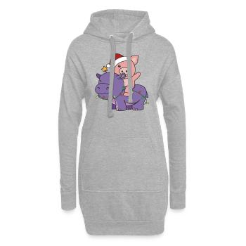 Noël Hippopotame Cochon Joyeux Noël Hippopotame - Sweat-shirt à capuche long Femme - gris chiné - Devant