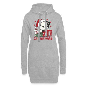 Dalmatiner Weihnachten Geschenk Winter Hunde - Hoodie-Kleid - Grau meliert - Vorne