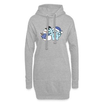 Axolotl mit Schneemann im Winter zu Weihnachten - Hoodie-Kleid - Grau meliert - Vorne