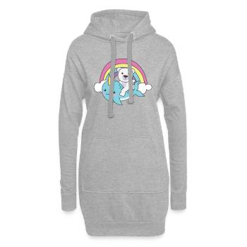 Narval Ours polaire Océan Licorne kawaii Arc-en-ciel - Sweat-shirt à capuche long Femme - gris chiné - Devant